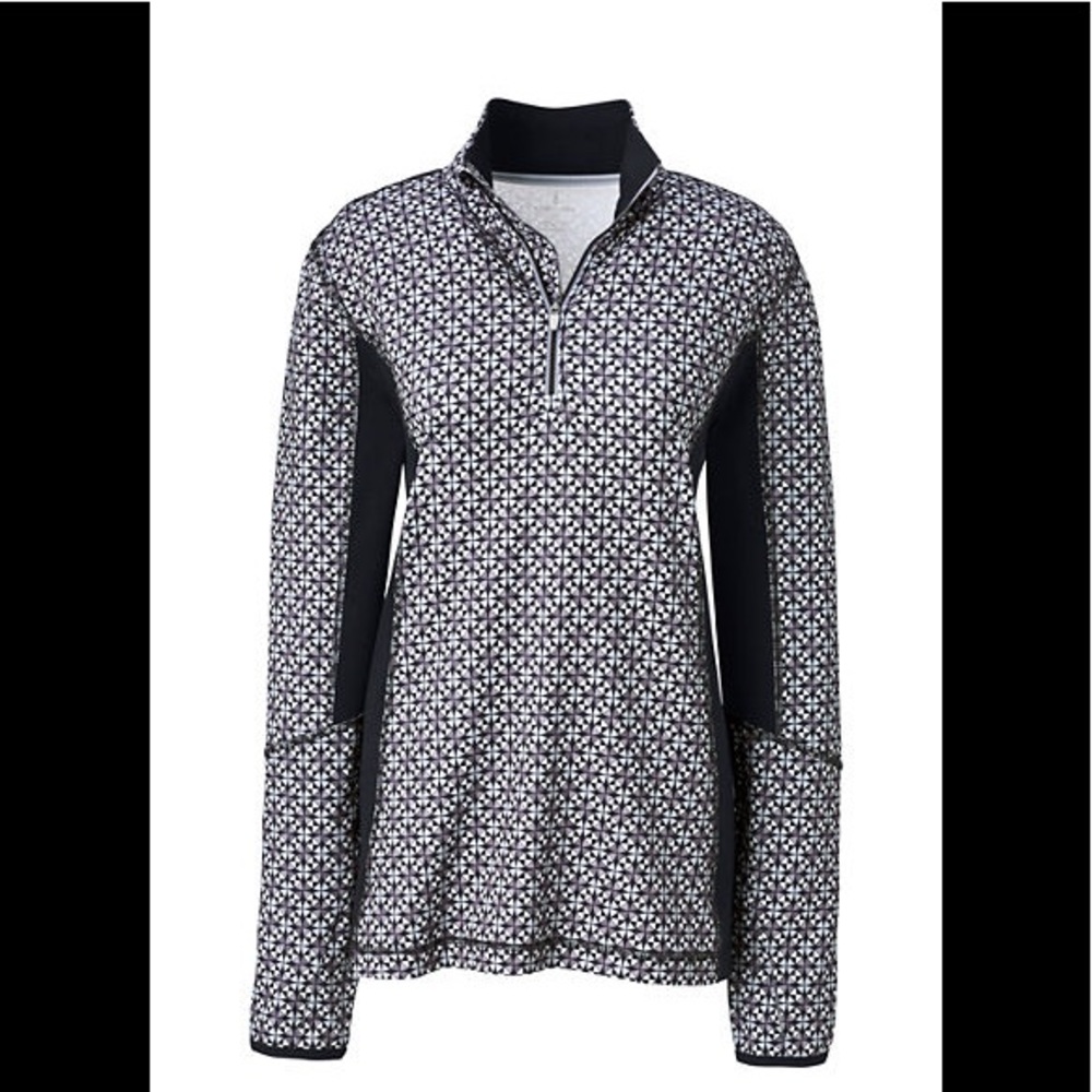 NWT LANDS END 1/2 ZIP SILVER FROST GEO PRINT, L